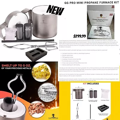 GC MINI PRO PROPANE KILN FURNACE SMELTING KIT 5oz GOLD SILVER COPPER METAL SCRAP • $169.19