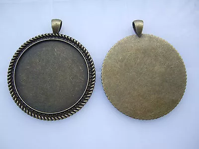 £5.52 • Buy 5/10 Antique Bronze 40mm Round Pendant Tray Blanks Bezel Cabochon Cameo Setting 