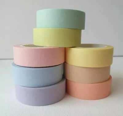 PASTEL Washi Tape 15mmx10M Pick Your Colours-Blue Green Pink Purple & More Bujo • $5.50