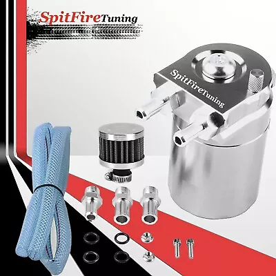 Oil Catch Can Reservoir Baffled Tank Breather Filter Universal Silver Fits Volvo • $59.99