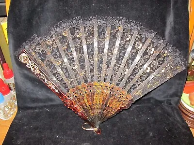 Vintage Floral Lace Folding Hand Held Fan 17  X 9  • $39.95