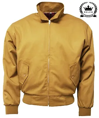 £39.99 • Buy Relco Men's Mustard Yellow Tartan Lined Golf Casual Harrington Jacket 
