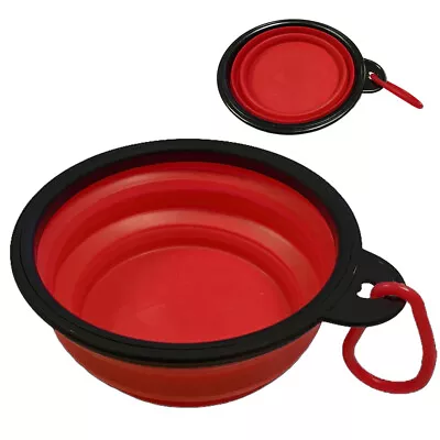 COLLAPSIBLE PET BOWL FOOD WATER Silicon Travel Camping Folding Caravan Motorhome • £2.49