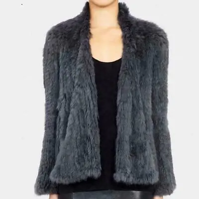 Sexy Womens Woven Fur Genuine Real Rabbit Fur Knit Warm Coat Jacket High Quality • $138.31