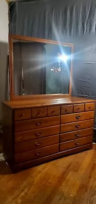 1950s KROEHLER Antique Mid Century Vintage Maple Dresser With Matching Mirror • $330