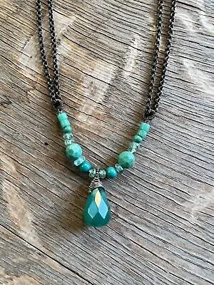 Sundance Catalog Dana Kellin Turquoise Beaded Chain Necklace • $160