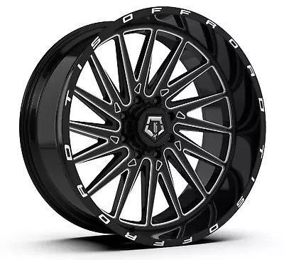 24  TIS 547BM Gloss Black Milled 24x14 Wheel 6x135 -76mm Lifted For Ford Lincoln • $484.88