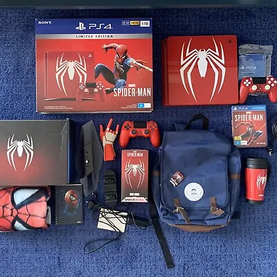 $450 • Buy Spider-Man PS4 1TB Console, Game, Controllers, More +  Exclusive Merchandise