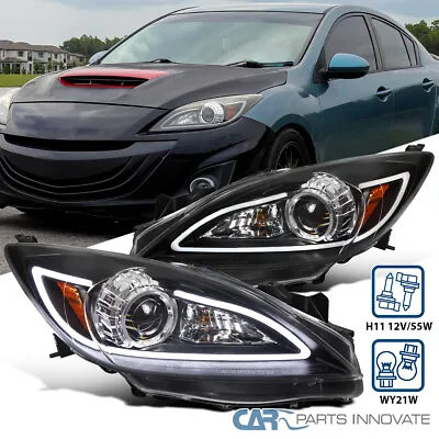 10-13 Mazda 3 Halogen Black Projector Headlights W/ LED DRL Strip Left+Right • $308.95