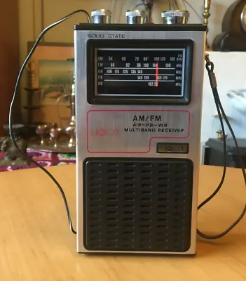 Retro Eurosonic Soild State Handheld Am/fm Air-pb-wb Multiband Receiver Radio • £22.99