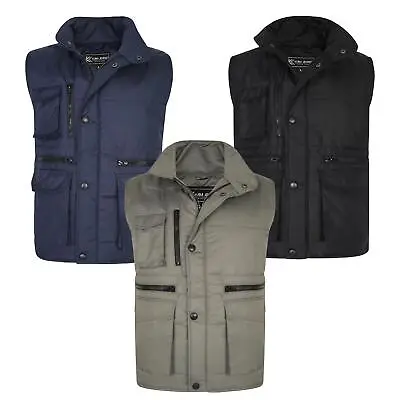 KAM Men's Military Multi Pocket Gilet Jacket Size 2XL To 8XL • £39.95