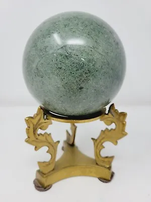 Vintage Marble Stone Ball Sphere Orb Brass Dragon Stand Desk Display Statue 4  • $29.74