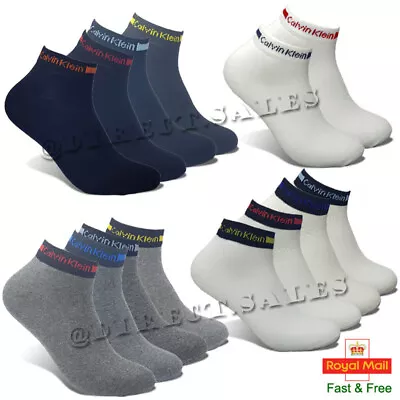 CK Calvin Klein Mens Womens Low Cut Trainer Socks Liner Cotton Sports 6-11 Lot • £5.99