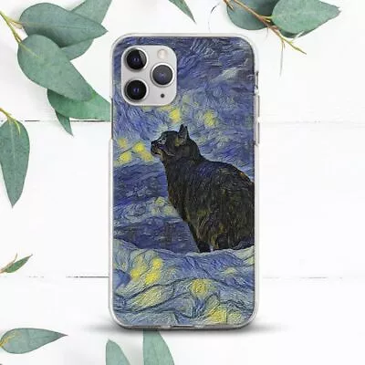 Black Cat Starry Night Van Gogh Art Case For IPhone SE 11 12 13 14 15 Pro Max X • $13.49