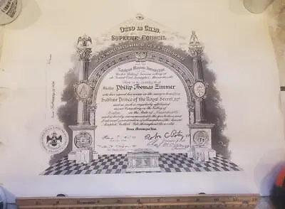 ORDO AB CHAO Supreme Council Northern Masonic Royal Secret 32 Degree Certificate • $16.95