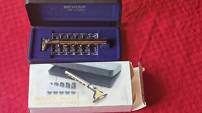 Vintage SCHICK Pivot LUXE  Gold Tone 5 Blade Razor   Safety Razor BOX (EB21) • $51