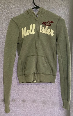 $25 • Buy Hollister Full Zipper Hoodir Grey Size XS