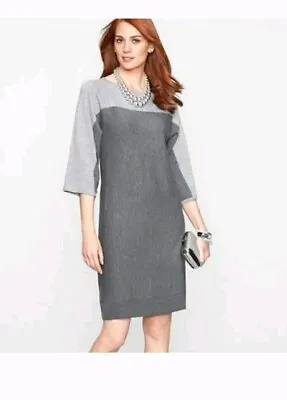 Talbots Merino Wool Dress Sz S Petite Grey Colorblock Sweater Dress Knee Length • $29.90