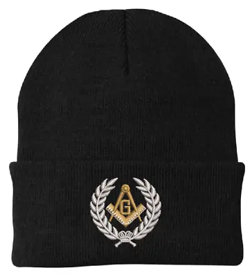 MASON MASONIC FREEMASON Cuffed BEANIE CAP HAT Embroidered • $16.99