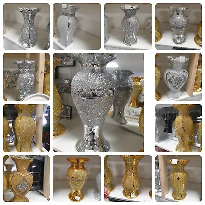 £24.99 • Buy Ceramic Silver Bling Mirror Glitter Home Decoration Italian French Flower Vase