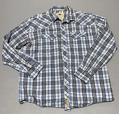 Larry Mahan Pearl Snap Shirt Men Size XXL Rockabilly Button Up Plaid Western • $19.99