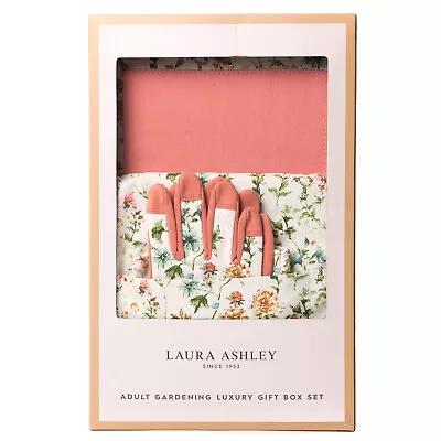 Laura Ashley Gardening Apron Gauntlets Gloves Kneeler Luxury Gift Set - Pink • £59.99