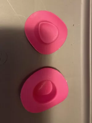 2 Pc Plastic Mini Cute Western Cowgirl Cowboy Hat Pink Miniature For Doll Party • $2.99