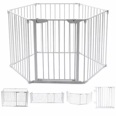 6 Panel Metal Gate Baby Pet Fence Safe Playpen Barrier Wall-mount Multifunction • $105.95