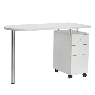 White Nail Table With Drawer For Manicure Salon Furniture Station Desk • $154.32