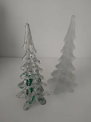 $44.99 • Buy Silvestri Christmas Tree (2) Clear Crystal Green Glass Internal Swirl Frosted