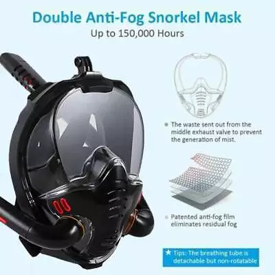 Full Face Diving Snorkel Mask Set Scuba Dual Tube Swimming Underwater Anti Fog • $54.76