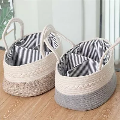 Travel Out Rope Diaper Bag Cotton Tote Bag Baby Diaper Storage Basket  Outdoor • £25.40