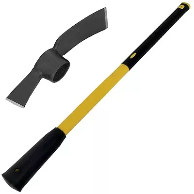 Heavy Duty 5lb Grubbing Mattock Steel Head + Fibreglass Handle Shaft Garden Tool • £18.50