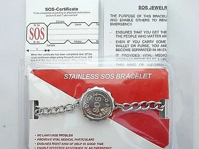 Ladies/mens Stainless Steel Sos Bracelet/bangle/medical Alert Silver Talisman • £25.99