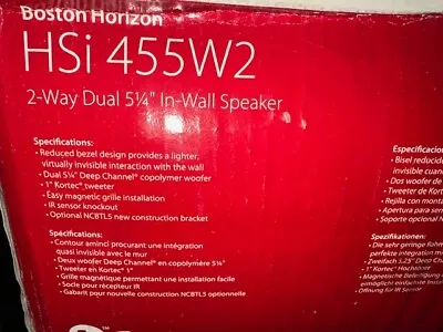 Boston Acoustics HSi 455W2 In-wall 2-way Stereo 5.25  LCR 1 Speaker • $49.99