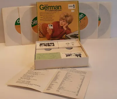 Vtg. Vis Ed 1968 Think German 1 LEARN TO SPEAK  *4 LP Records & 400 Study Cards  • £33.25