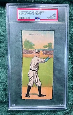 T201 Mecca Double Folders 1911 B. Donovan And R. Stroud PSA VG 3 (MK) Tigers • $195