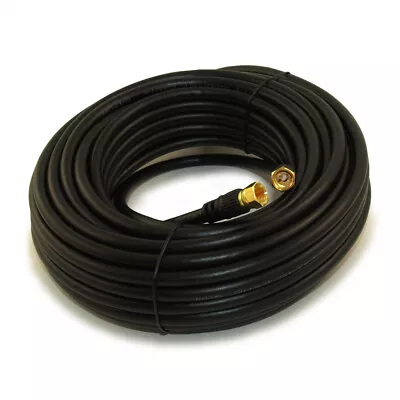 50ft RG6 QUAD SHIELD Black HI-BANDWIDTH Coax Cable F-type Gold Plated • $12.83