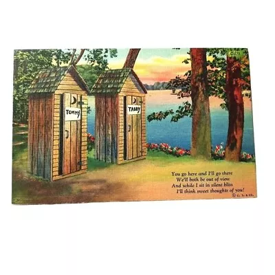 Privy Cards Outhouse Postcard Vintage Unposted Period 1930-1944 Textured • $5