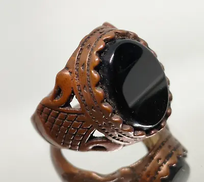 Antique Victorian Vintage Ring In Bronze With Amazing BLACK TRIBAL  Stones • $24.99