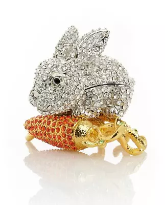 Keren Kopal Rabbit With Carrot Trinket Box Handmade  With Austrian Crystals • $106