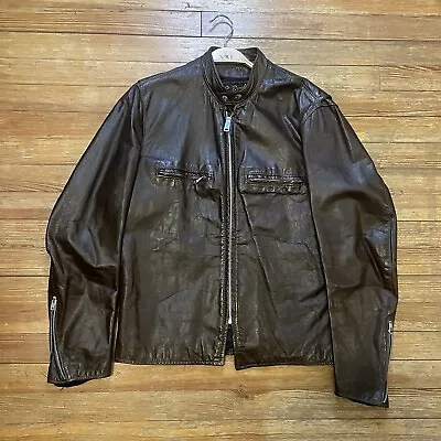 Vintage Brooks Leather Jacket Size 42 Cafe Racer Biker Motorcycle Bomber 60s 70s • $250