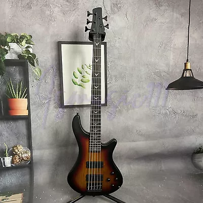 Custom 5 String Electric Bass Guitar HH Pickups Fixed Bridge Rosewood Fretboard • $311.60