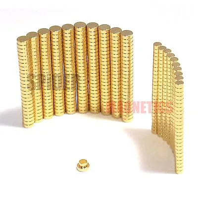 Tiny N52 Neodymium Disc Magnets 2mm 3mm 4mm X 1mm 0.5mm 24k GOLD Craft Jewellery • £2.59