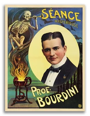 Professor Bourdini Seance 1930s Vintage Style Magician Poster - 20x28 • $17.95