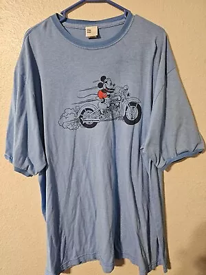 Mickey Mouse Disney Ringer T-Shirt Vintage Motorcycle Harley Knucklehead 2XL • $49.99