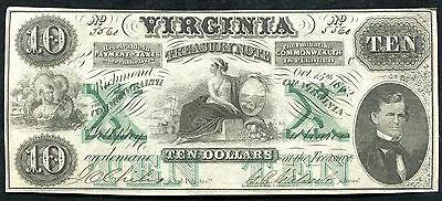 1862 $10 Ten Dollars Virginia Treasury Note Uncirculated (b) • $149.95