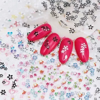 Nail Art Stickers 3D Nails Decals Nail Foil DIY Flower Slider Nail Decoration • $24