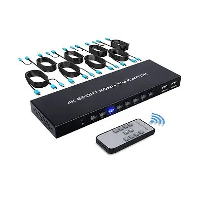 8 Port KVM Switch 8 In 1 Out HDMI KVM Switch For 8 PC Sharing 1 HD Monitor ... • $140.05