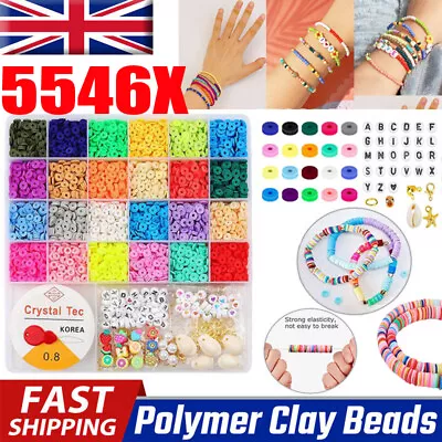 £10.59 • Buy 5546Pcs Polymer Clay Beads Spacer For Jewellery Making Kit 6mm Kids DIY Toy Gift